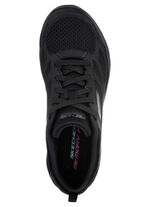 SKECHERS, sportliche Damen-Sneaker, mit Nappaleder-Besätzen SCHWARZ